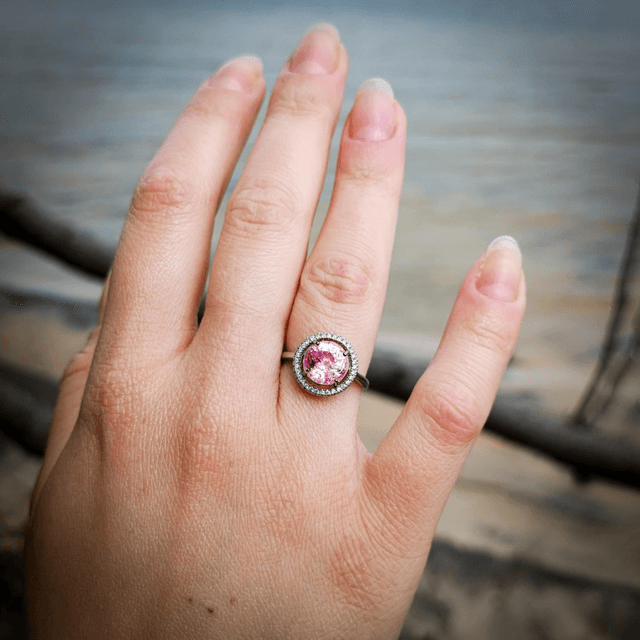 Bague Solitaire Argent 925 & Saphir Rose
